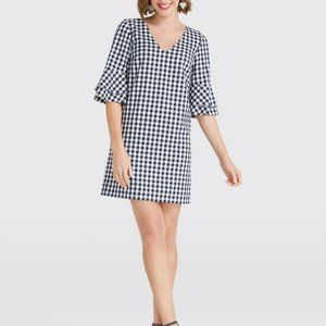 * Gingham Bell Sleeve Dress